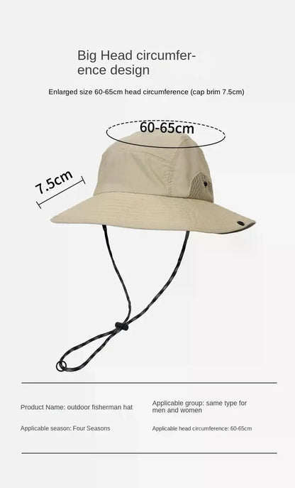 XXL Big Head Bucket Hat – Lightweight Quick-Dry Sun Hat for Outdoor & Fishing (60-65cm)
