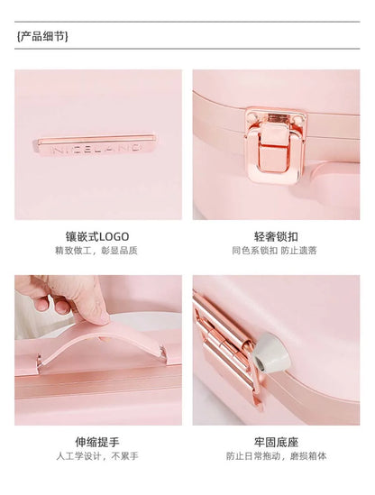 Large-Capacity LED Makeup Case with Mirror – Portable Professional Cosmetic Storage Box