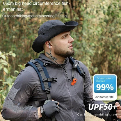 XXL Big Head Bucket Hat – Lightweight Quick-Dry Sun Hat for Outdoor & Fishing (60-65cm)