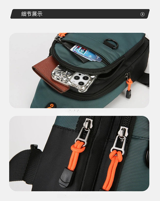 Fashion Men's Chest Bag – Lightweight Oxford Fabric Crossbody Shoulder Bag, Stylish Casual Waist Pack for Men