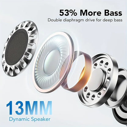 Wireless Bluetooth 5.3 Earbuds – 40dB Noise Cancelling, 6-Mic ENC, HD Calls & LED Display with Transparency Mode!