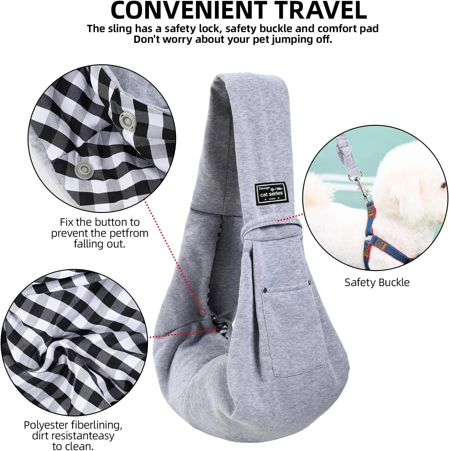 Cotton Pet Sling Carrier – Comfortable Crossbody Shoulder Bag for Dogs & Cats, Travel & Outdoor Use