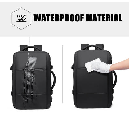 BANGE Expandable Men's Backpack – Waterproof 17.3-inch Laptop Backpack, Large Capacity Hiking Travel Bag for Men