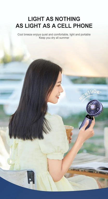 5000mAh Portable Mini Fan – Wireless USB Rechargeable, 5-Speed Foldable Neck Hanging Fan with Digital Display & Phone Holder