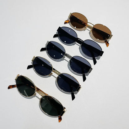 Fashion Oval Sunglasses Women Retro Trend Outdoor Metal Sun Glasses High Quality Classic Men Luxury Brand Eyewear UV400 Goggles