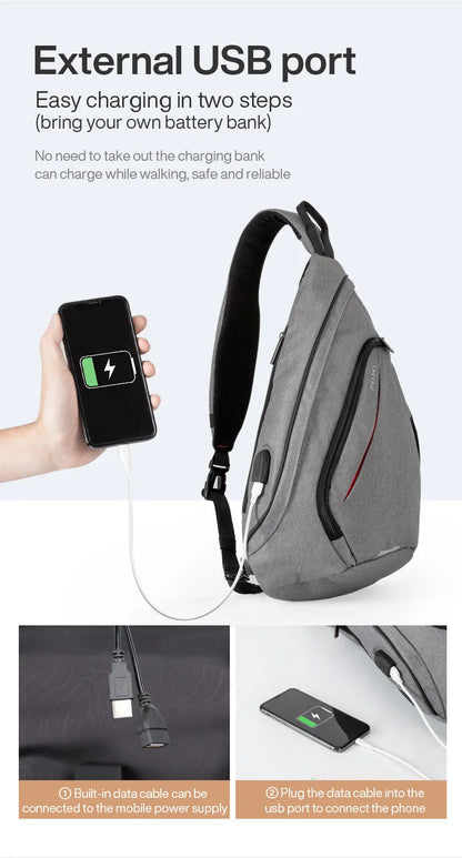 Mixi Men's & Women's Sling Backpack – Versatile USB Crossbody Bag for Travel, Sports & School