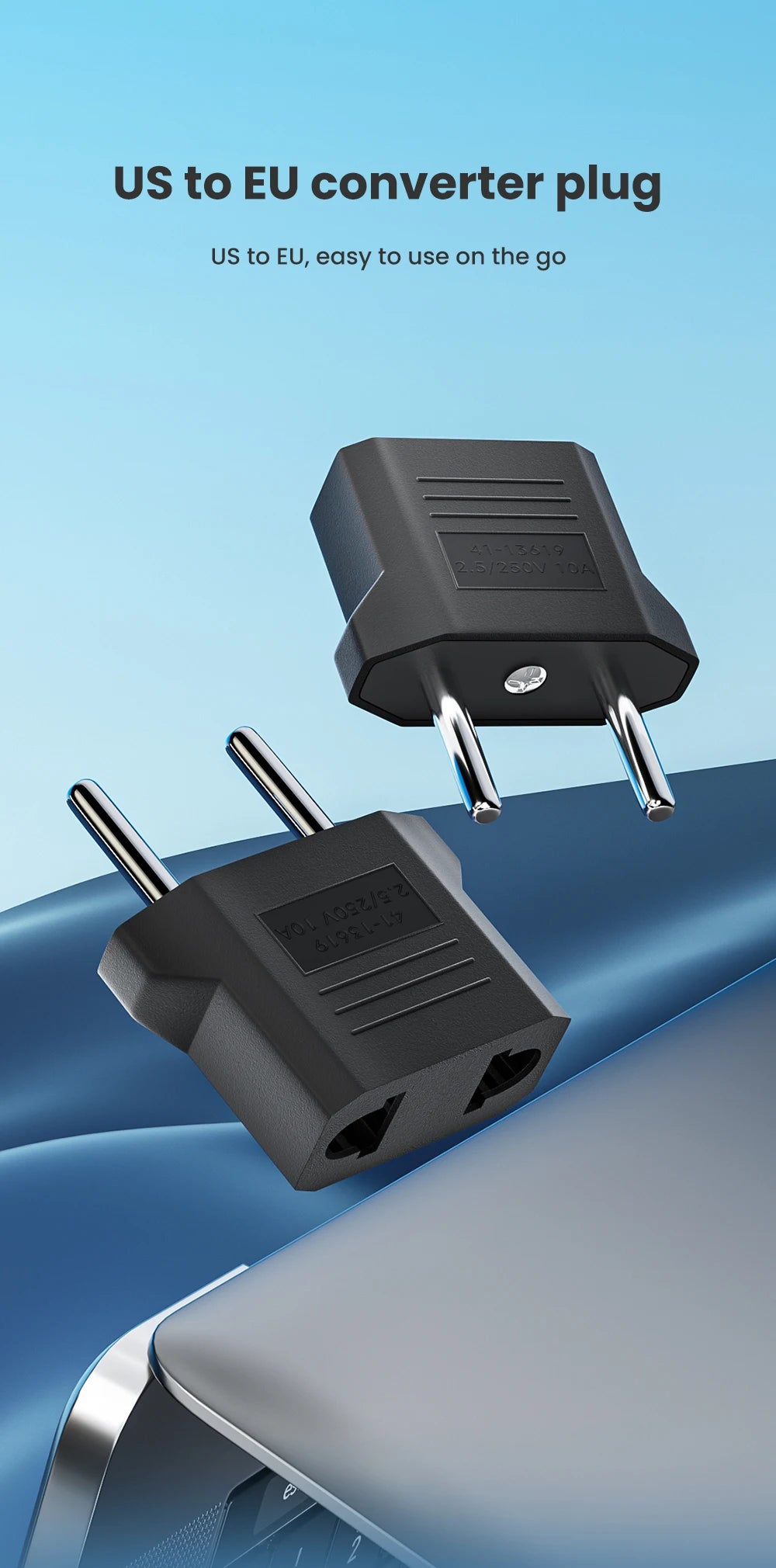 Elough US to EU Plug Adapter – Power Travel Converter for American, China, KR to Europe (1-20pcs)