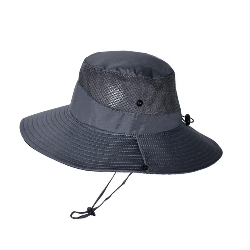 Summer UPF50+ Sun Hats For Women Men Breathable Mesh Boonie Hat Foldable UV Protection Hiking Fishing Hat Male Bucket Hats