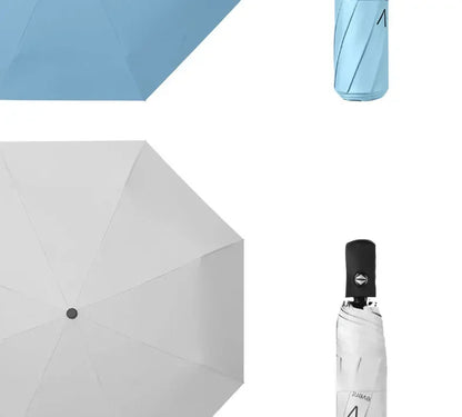 Automatic UV Umbrella Black Glue Sun And Rain Dual Purpose Sunshade Umbrella Logo Printable Three Fold UV Protection Business Ad