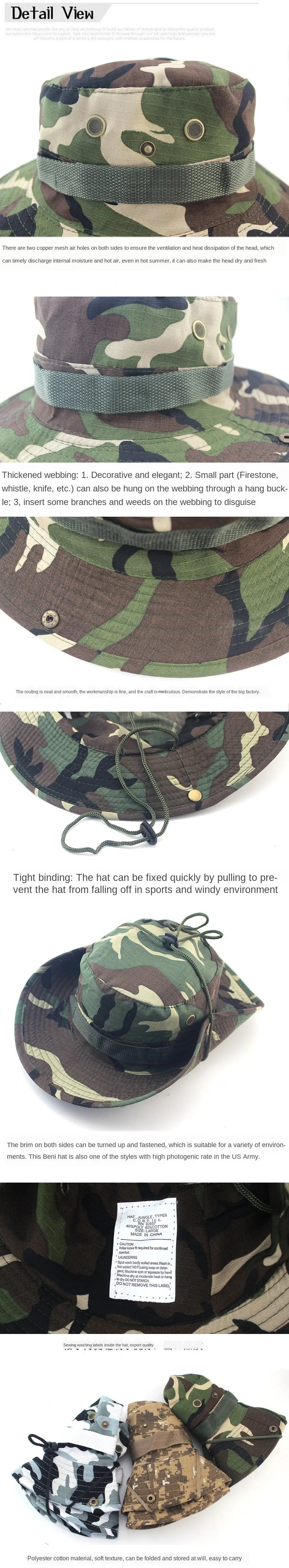 Camouflage Tactical Cap Boonie Bucket Hat Caps Camo Men Outdoor Sports Sun Bucket Cap Fishing Hiking Hunting Hats