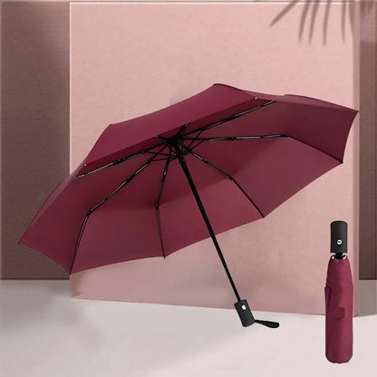 Automatic UV Umbrella Black Glue Sun And Rain Dual Purpose Sunshade Umbrella Logo Printable Three Fold UV Protection Business Ad