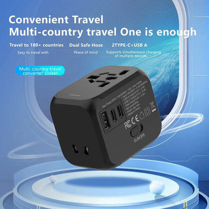 Universal Multi-Function Travel Adapter – All-in-One Plug Converter with 2.4A Fast Charging!