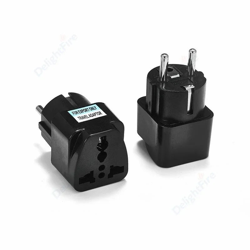 KR Plug Adapter – Universal Travel Adapter AU/UK/US to EU Type E/F Socket | France, Spain, Germany Compatible AC Power Outlet