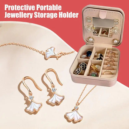 Stylish Travel Jewelry Case – Portable Organizer for Rings, Earrings & Necklaces
