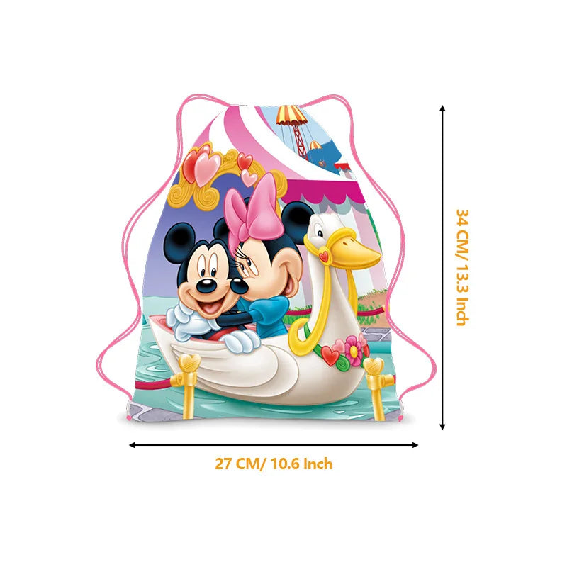 Disney Minnie & Mickey Drawstring Backpack – Cute & Lightweight Cartoon Bag for Kids, School, & Party Gifts!