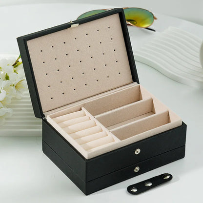 Portable PU Leather Jewelry Storage Box – Travel Organizer for Rings, Necklaces & Earrings