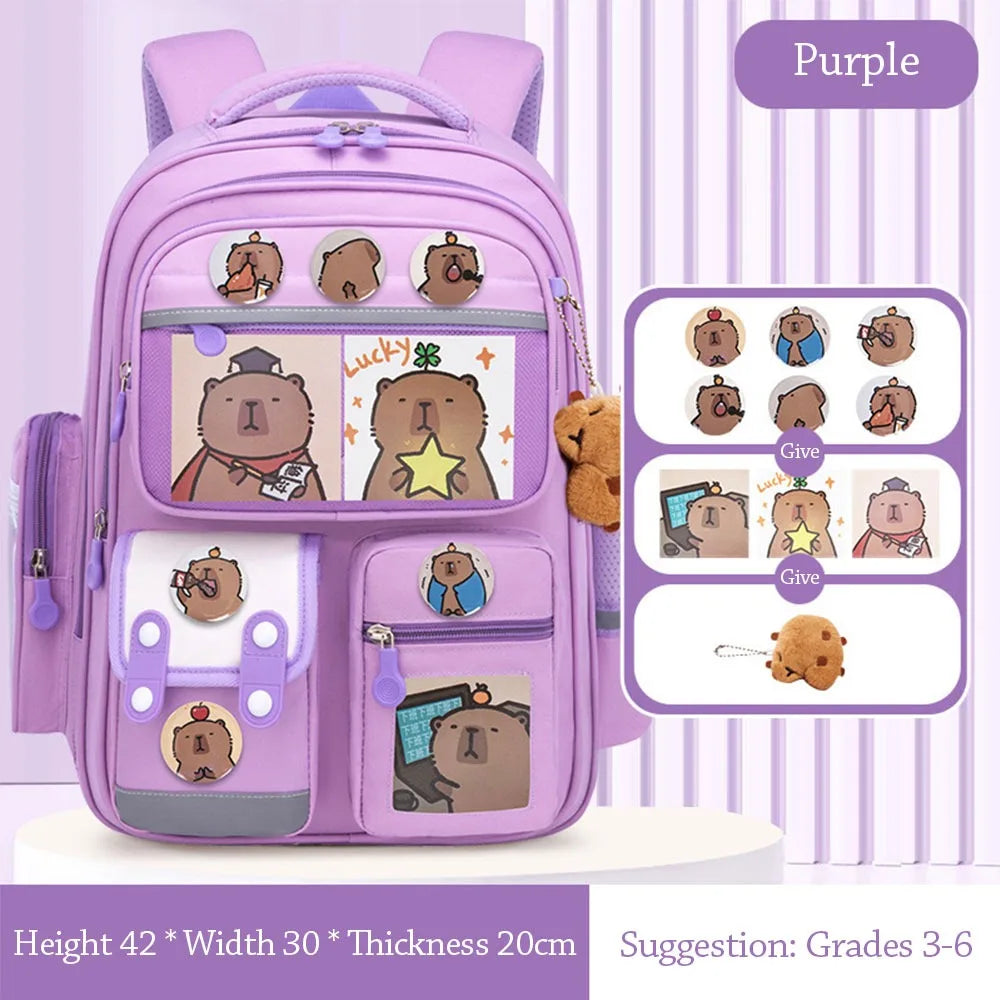 Waterproof Capybara Backpack Large Capacity Alleviate Burden School Bag Protecting Spine Widen Straps Backpack for Students
