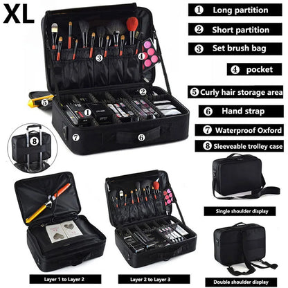 Professional Large Capacity Makeup Case – Travel Beauty Cosmetic Organizer & Nail Tool Box