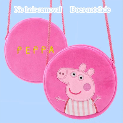 Peppa Pig Anime Plush Bag George Peggy Kindergarten Backpack Cartoon Round Shoulder Bag Coin Purse Kids Birthday Gift