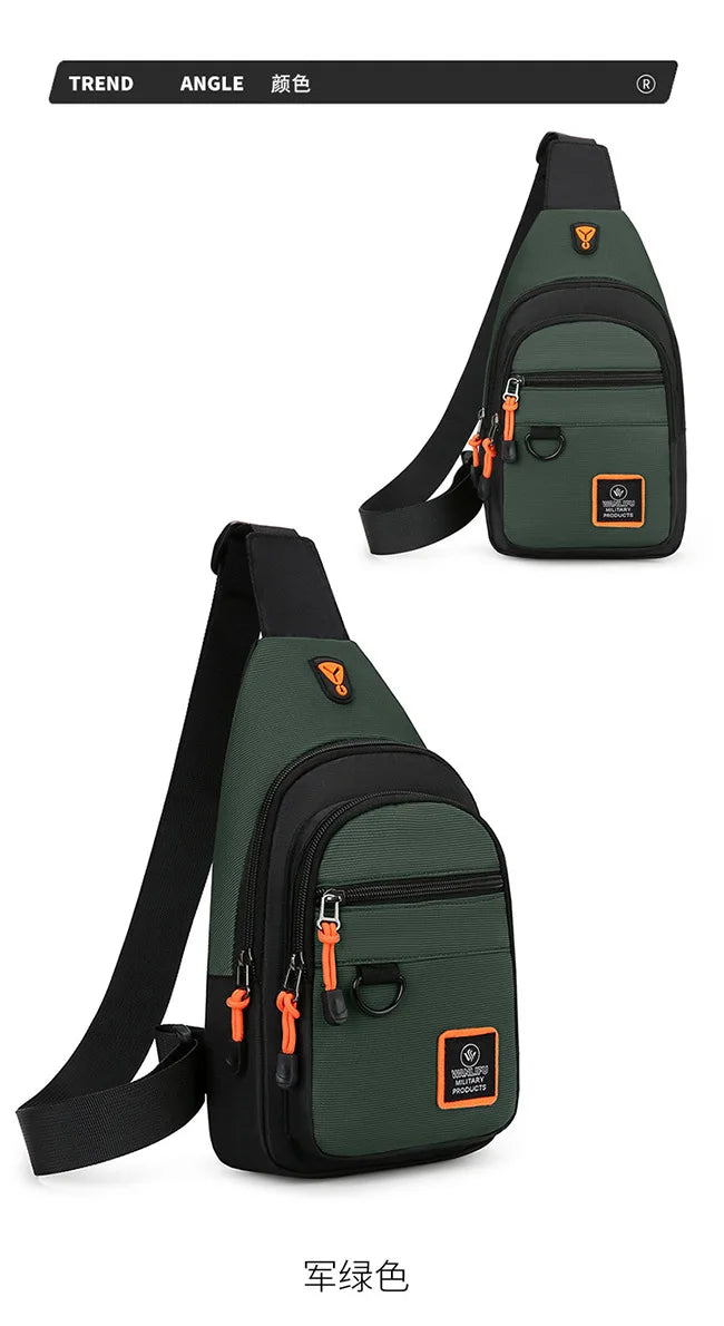 Fashion Men's Chest Bag – Lightweight Oxford Fabric Crossbody Shoulder Bag, Stylish Casual Waist Pack for Men