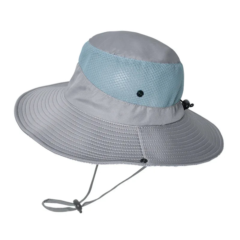 Summer UPF50+ Sun Hats For Women Men Breathable Mesh Boonie Hat Foldable UV Protection Hiking Fishing Hat Male Bucket Hats