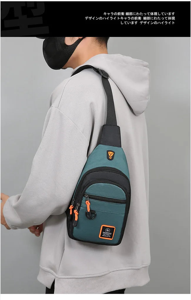 Fashion Men's Chest Bag – Lightweight Oxford Fabric Crossbody Shoulder Bag, Stylish Casual Waist Pack for Men