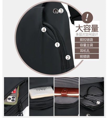 Stylish Men's Crossbody Bag – Waterproof, USB Charging, Outdoor Casual Chest Bag