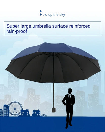 130CM Oversized Folding Umbrella Windproof and Waterproof Large Sun and Rain Umbrella for Travel and Family Use