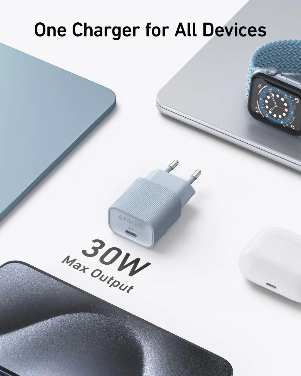 Anker Nano USB-C Charger 30W – High-Speed PIQ 3.0 & PPS Fast Charging Power Adapter, Compatible with iPhone 15/14, Samsung, and More