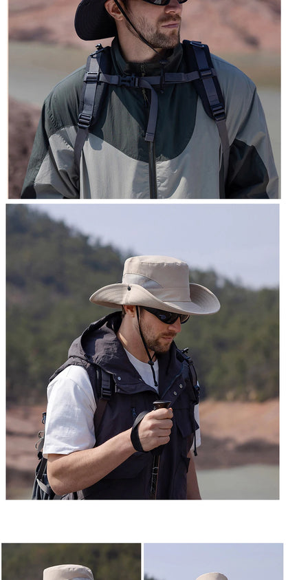 Summer UPF50+ Sun Hats For Women Men Breathable Mesh Boonie Hat Foldable UV Protection Hiking Fishing Hat Male Bucket Hats