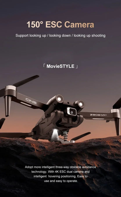 New Z908Pro Max Drone with 4k professional Dual HD camera  Mini Drone ESC FPV Obstacle Avoidance Brushless Quadcopter RC Toys