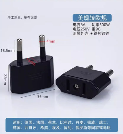 EU Plug Adapter - US to EU, CN to EU, KR to EU Travel Converter for Electric Power Sockets and AC Outlets