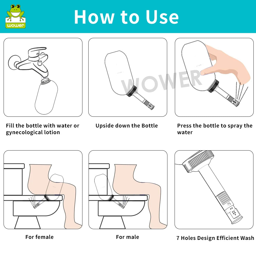 🚿 WOWER 300mL Portable Bidet – Adjustable 7-Hole Water Control for Ultimate Hygiene & Comfort! ✨💦