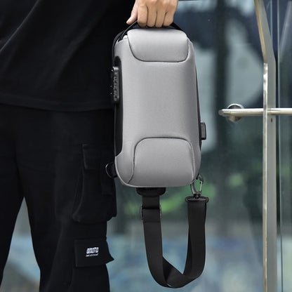 Men's Anti-Theft Crossbody Bag – Waterproof Travel Sling Bag with USB Port & Password Lock