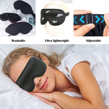 3D Sleeping Mask for Women Men Soft Blackout Eye Mask for Sleep Blissfully Blindfold Concave Sleep Mask with Adjustable Strap
