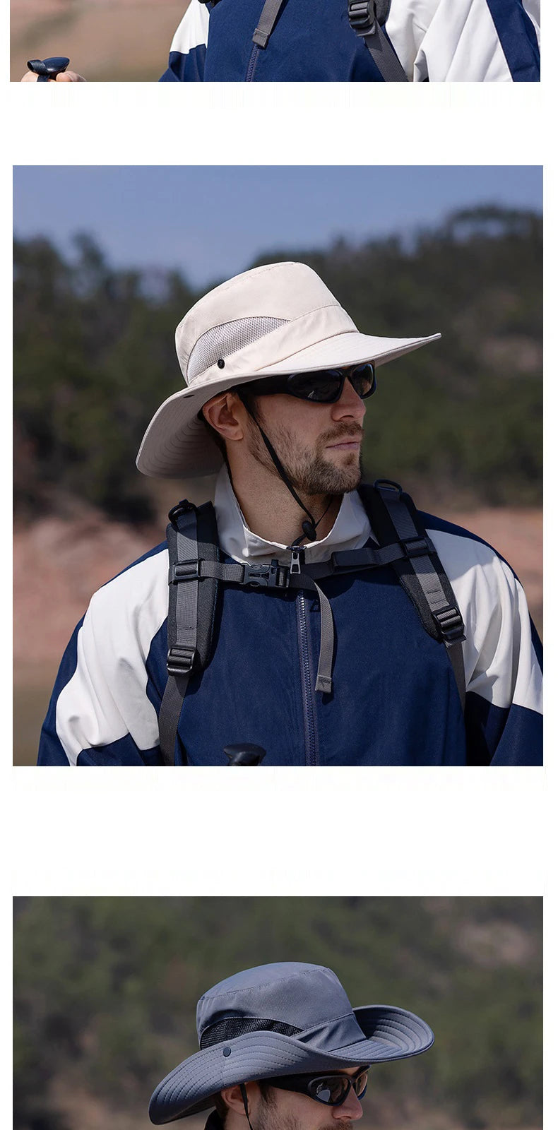 Summer UPF50+ Sun Hats For Women Men Breathable Mesh Boonie Hat Foldable UV Protection Hiking Fishing Hat Male Bucket Hats