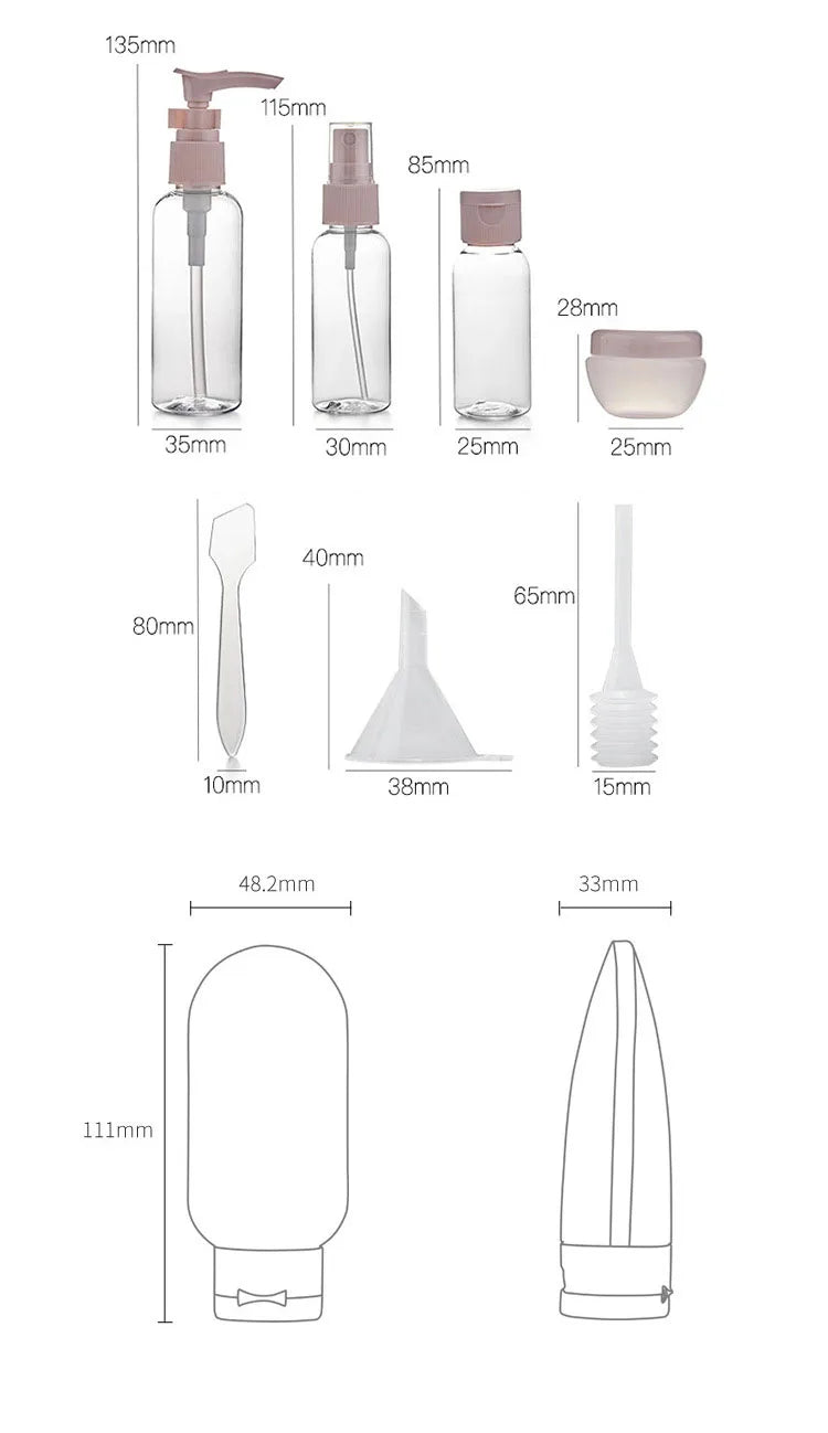 Refillable Travel Bottle Set – Perfume, Lotion, Shampoo & Shower Gel Dispensers 💧🌿