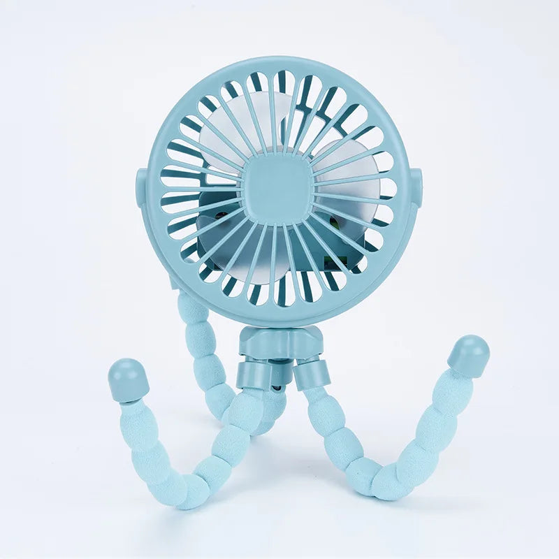 Portable Clip-On Stroller Fan – USB Rechargeable 3-Speed Fan for Baby, Cart & Outdoor Use