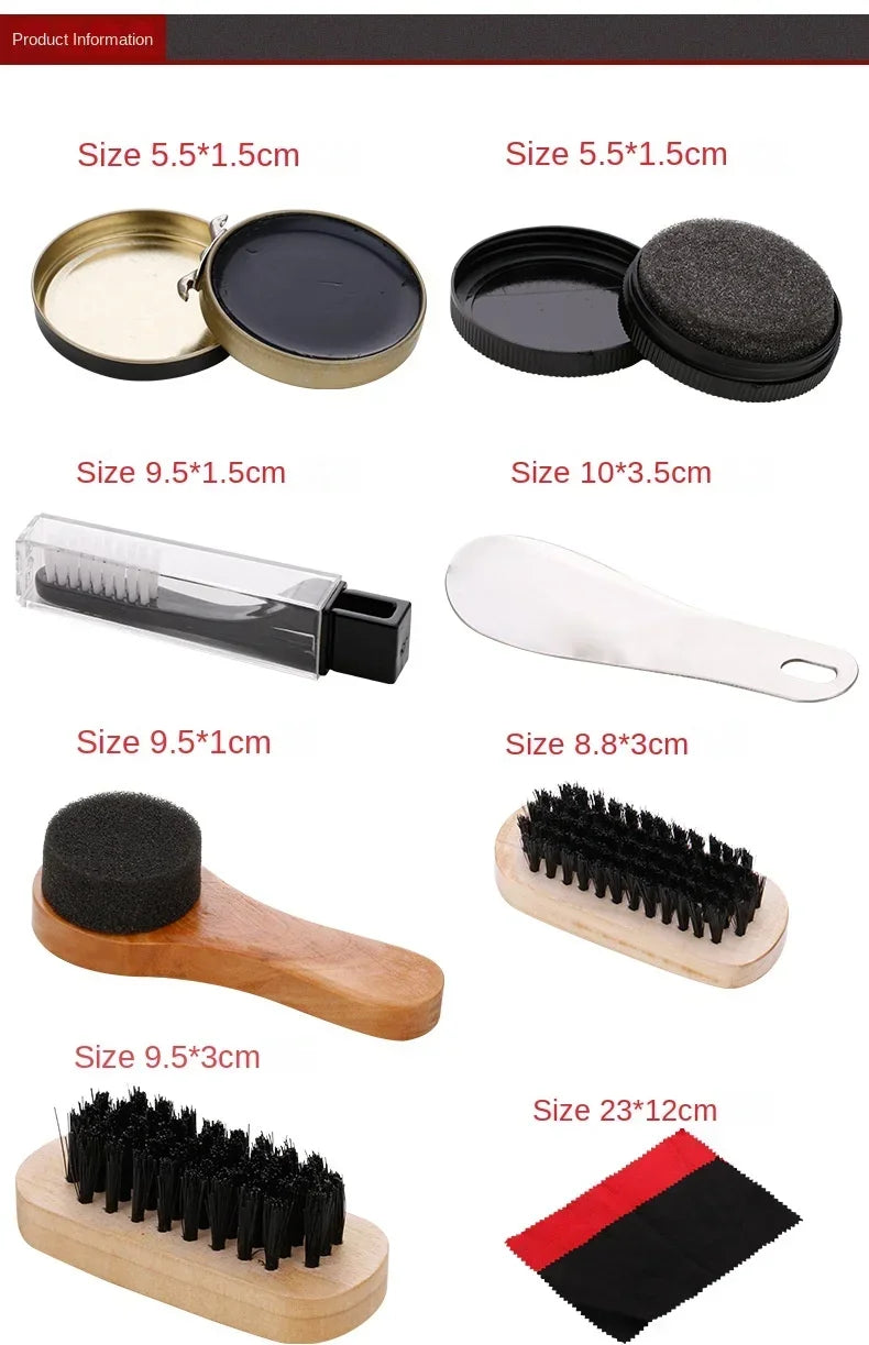 Premium Horsehair Shoe Polish Kit – 9pcs/11pcs Leather Shoe Shine & Care Set