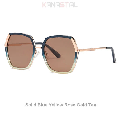 New Polarized Sunglasses Women UV400 Sun Glasses Men Metal Eyeglasses Frame Driving Beach Party Travel Anti Glare Shade Eyewear