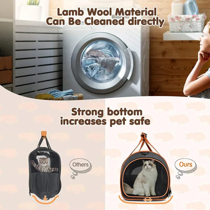 Cat Carrier TSA Airline Approved with Ventilation for Small Medium Cats Dogs Puppies with Big Space 5 Mesh Windows 4 Open Doors