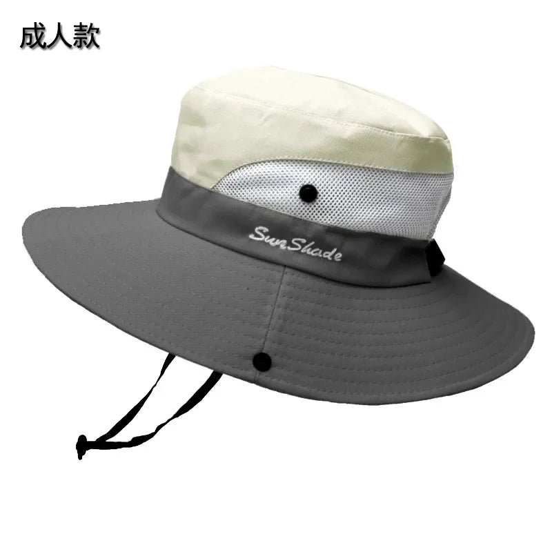Womens Ponytail Sun Hat UV Protection Mesh Foldable Wide Brim Beach Fishing Bucket Hats Summer Hiking Outdoor Climbing hike Caps