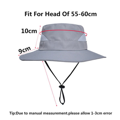 Summer UPF50+ Sun Hats For Women Men Breathable Mesh Boonie Hat Foldable UV Protection Hiking Fishing Hat Male Bucket Hats