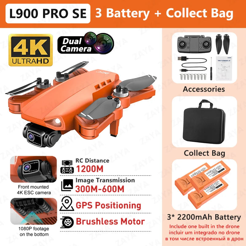 L900 PRO SE GPS Drone – 4K Dual Camera, 5G WiFi FPV, Brushless Motor, Foldable Quadcopter