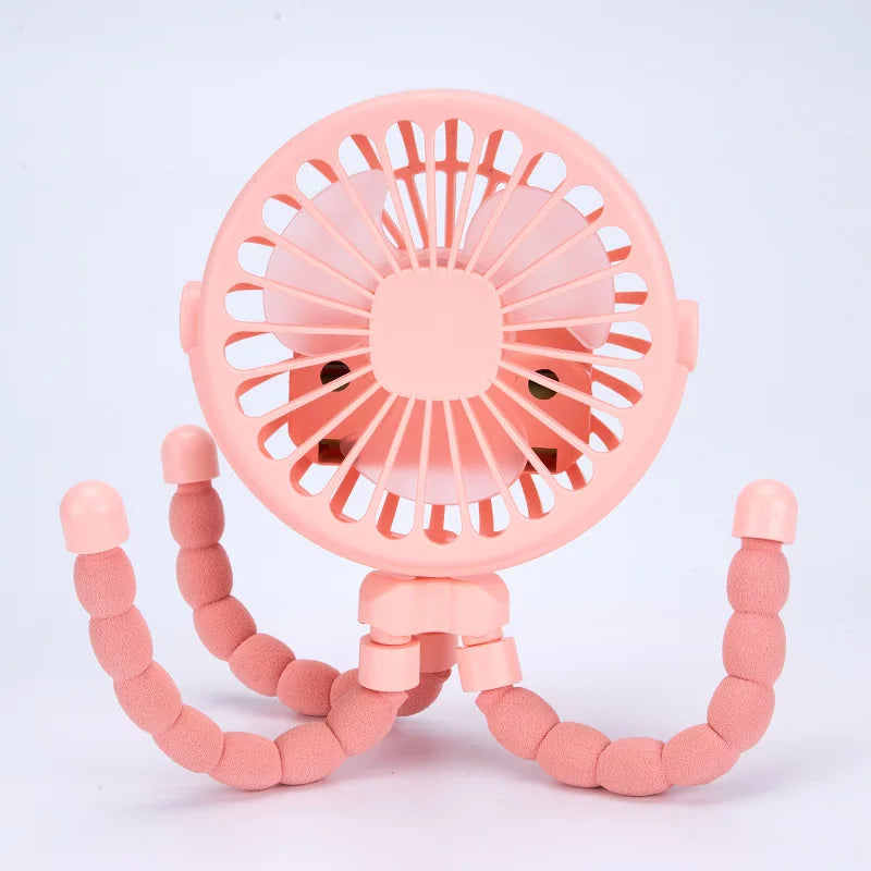 Portable Clip-On Stroller Fan – USB Rechargeable 3-Speed Fan for Baby, Cart & Outdoor Use