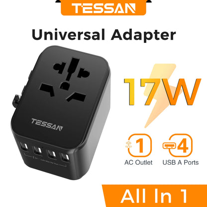 TESSAN 100W GaN Universal Travel Adapter – Fast Charging USB & Type-C Power Adapter for EU/UK/US/AU!