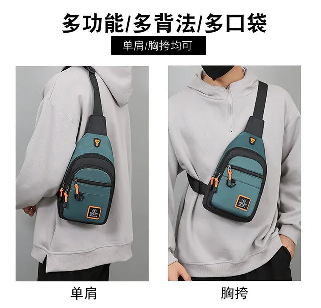 Fashion Men's Chest Bag – Lightweight Oxford Fabric Crossbody Shoulder Bag, Stylish Casual Waist Pack for Men