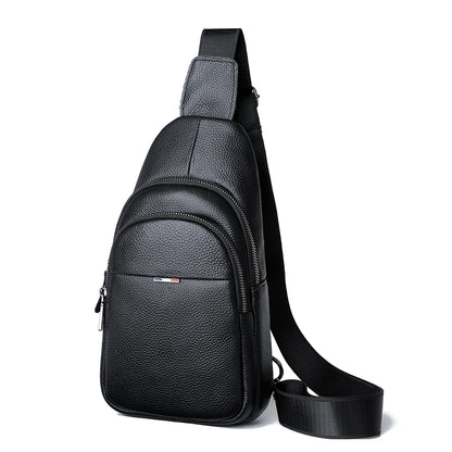 Men's 100% Genuine Leather Chest Bag – Stylish Casual Crossbody & Shoulder Messenger Bag
