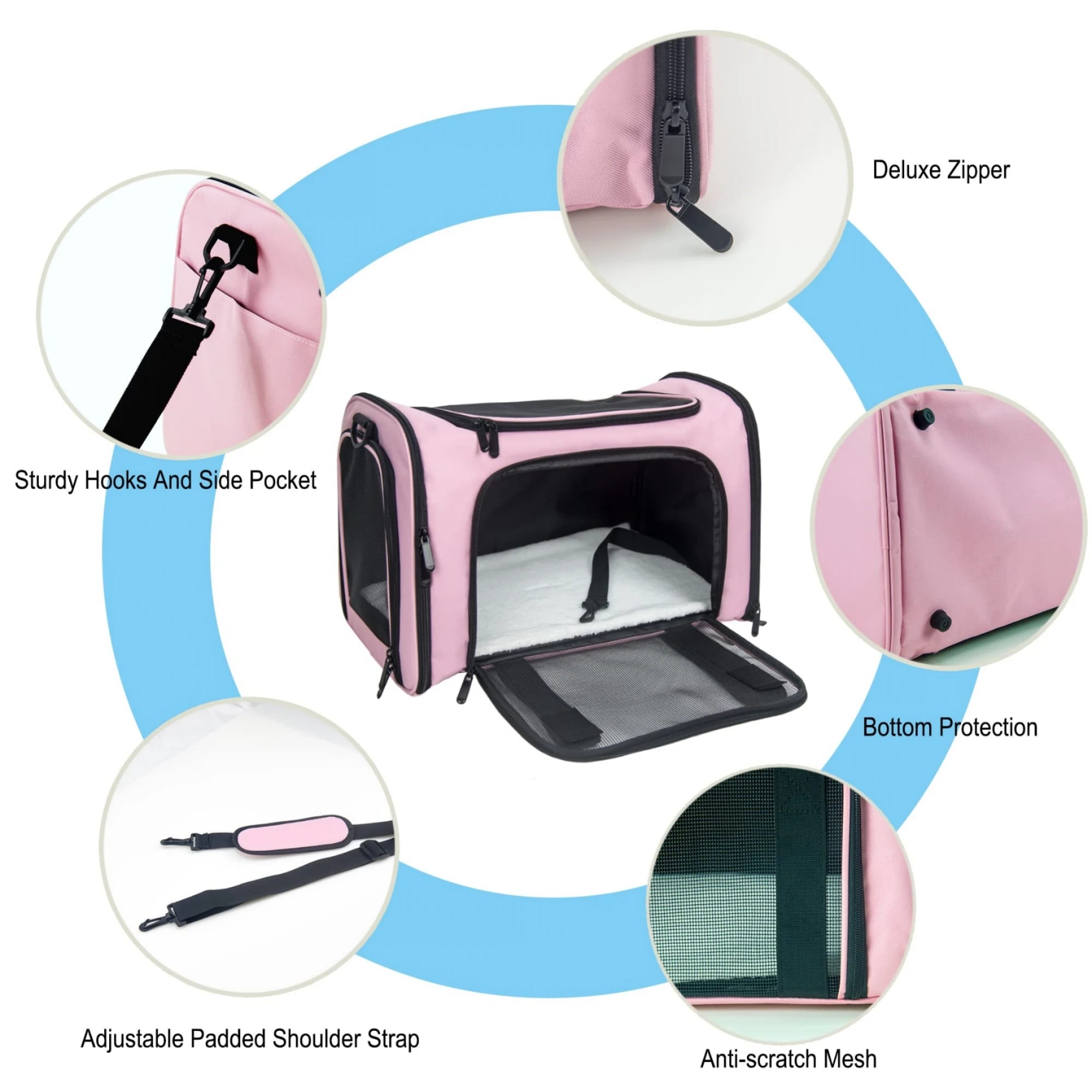 Cat, Dog Carrier for Small Medium Cats Puppies up to 15 Lbs, TSA Airline Approved Carrier Soft Sided, Collapsible Travel Puppy C