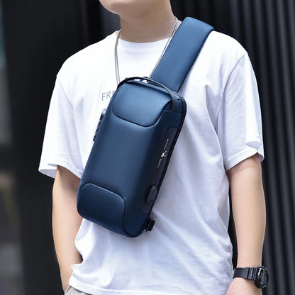 Men's Anti-Theft Crossbody Bag – Waterproof Travel Sling Bag with USB Port & Password Lock